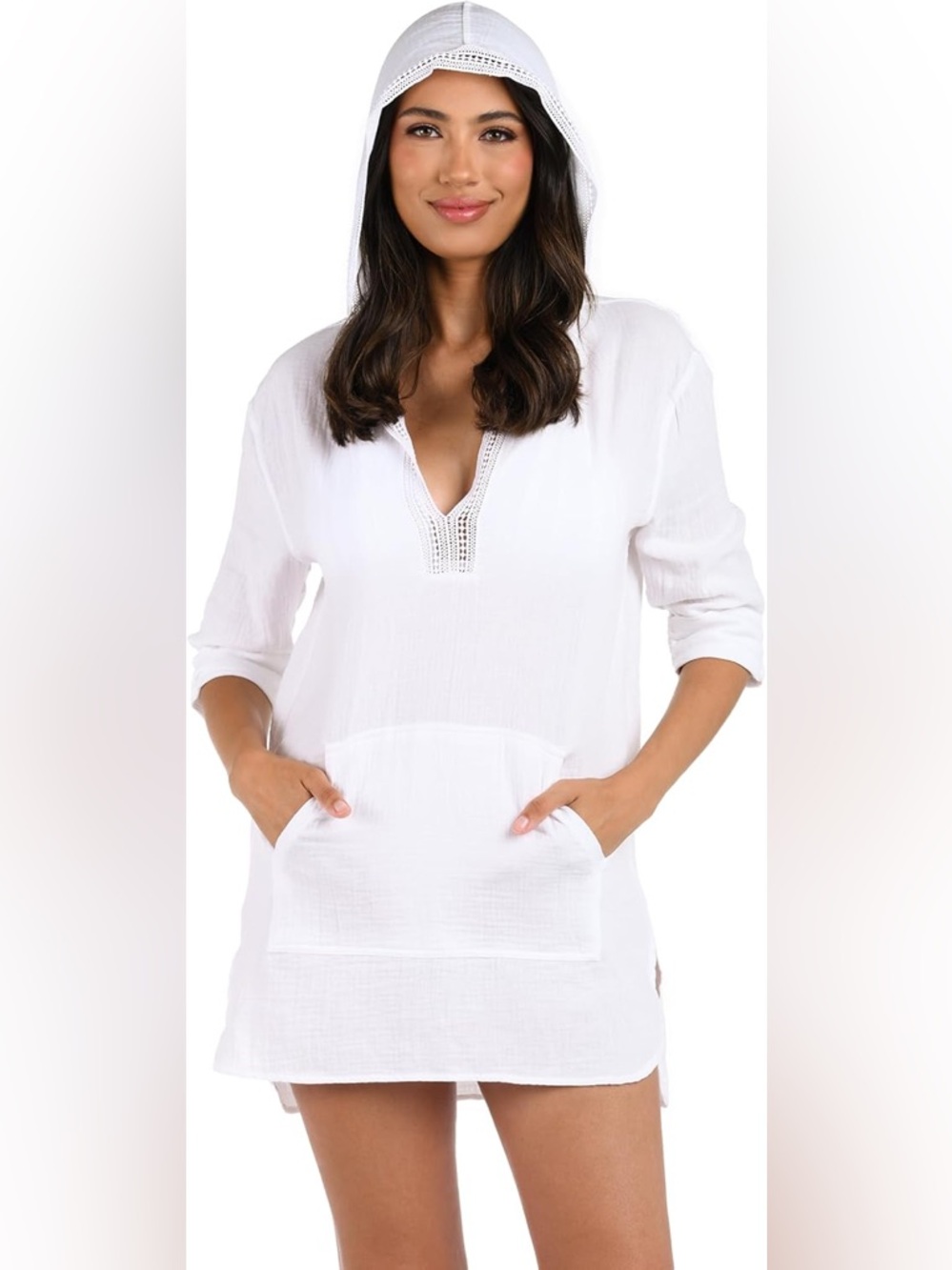 La Blanca Resort Wear Seaside Covers Hoodie Black Swimsuit Cover-up Size S - Picture 7 of 9